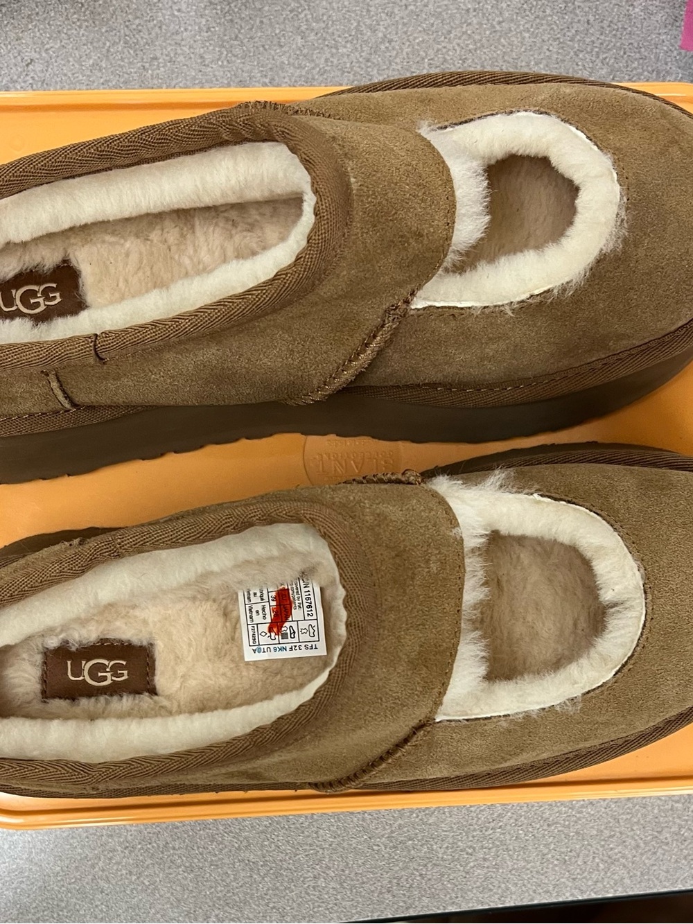 UGG Bea Mary Jane W Sz 8 Chestnut Suede Shearling Slip-On Clogs - Picture 5 of 11